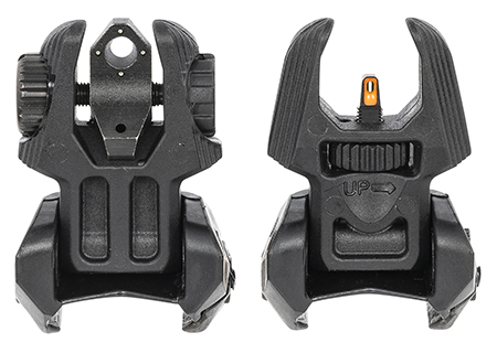 [810013522136] Meprolight USA 403240 FUBS Sight Set Black AR Platform Flip Up Orange Tritium Front/Green Tritium Rear