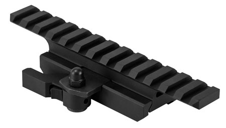 [848754004680] NcStar MARFQV2 QR Riser Gen2 Locking/Quick Detach Black Aluminum, Fits AR15/M4 Picatinny Rail Mount