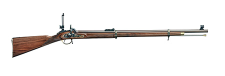 [8029874030809] Taylors  &  Company 210034 Pedersoli Volunteer Target 451 Cal Percussion 33" Single Shot Barrel, Browned Steel Receiver, Fixed Checkered Walnut Stock