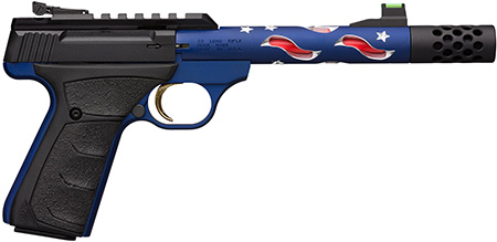 [023614850908] Browning 051572490 Buck Mark Plus SR 22 LR 5.87" Vision MB 10+1 Blue Anodized Matte Black Aluminum Slide Black Ultragrip FX Grip (Americana Themed)