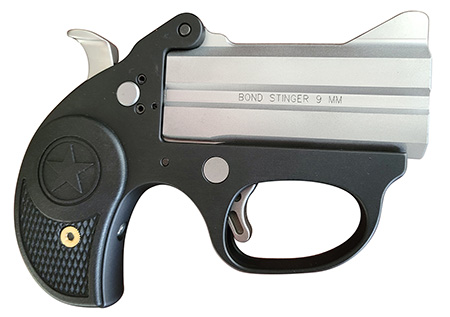 [855959001369] Bond Arms BASL Stinger  9mm Luger 2rd 3" Matte Stainless Steel Barrel, Anodized 7075-T6 Aluminum Frame, Rebounding Hammer, Black Rubber Grip, Manual Safety