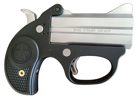 [855959009761] Bond Arms BASL Stinger  380 ACP 2rd 3" Matte Stainless Steel Barrel, Anodized 7075-T6 Aluminum Frame, Rebounding Hammer, Blade Front/Fixed Rear Sights, Rubber Grip, Manual Safety