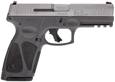 [725327625995] Taurus 1G3B949G15 G3  Full Size Frame 9mm Luger 15+1 4" Matte Stainless Steel Barrel, Matte Serrated Stainless Steel Slide, Gray Polymer Frame w/Picatinny Rail, Gray Polymer Grip, Right Hand