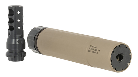 [810128160056] Dead Air SMS762FDE Sandman S 30 Cal (7.62mm), Rated Up To 300 RUM, 6.80" L, FDE Stainless Steel, 5/8"-24 tpi QD KeyMo Muzzle Brake