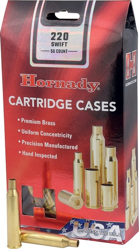 [090255486155] Hornady 8615 Unprimed Cases Cartridge 220 Swift Rifle Brass