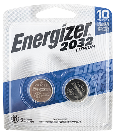[039800066114] Energizer 2032BP2 CR2032 Lithium Battery  Silver 3.0 V 235 mAh, Qty (2) Single Pack