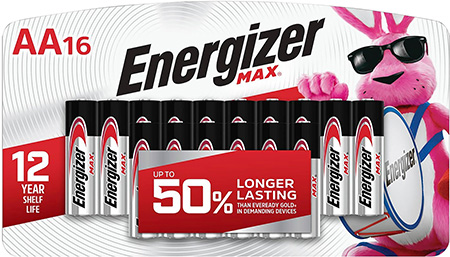 [039800108036] Energizer E91LP16 AA Max Silver 1.5V Alkaline, Qty (16) Single Pack