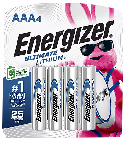 [039800079336] Energizer L92SBP4H3 AAA Ultimate Lithium Silver 1.5V Lithium, Qty (4) Single Pack