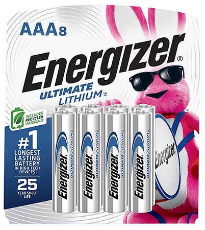 [039800130778] Energizer L92SBP8H3 AAA Ultimate Lithium Silver 1.5V Lithium, Qty (8) Single Pack