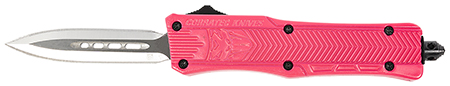 [099654022766] CobraTec Knives SPKCTK1SDAGNS CTK-1  Small 2.75" OTF Dagger Plain D2 Steel Blade, Pink Aluminum Handle Features Glass Breaker