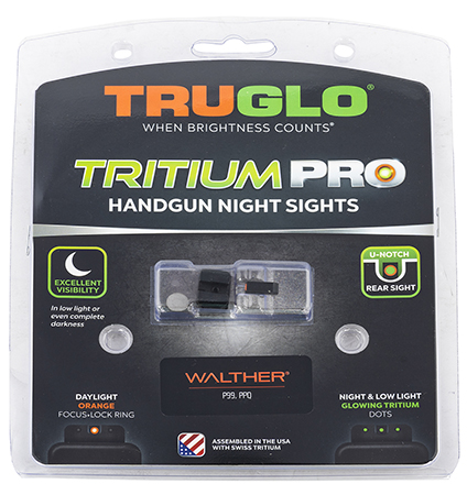 [788130028520] TruGlo TGTG231W1C Tritium Pro  Black | Green Tritium Orange Outline Front Sight Green Tritium Rear Sight