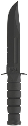 [617717212123] Ka-Bar 1212 Fighting/Utility  7" Fixed Clip Point Part Serrated Black 1095 Cro-Van Blade, Black Kraton G Handle, Includes Sheath