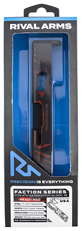 [788130028704] Rival Arms RA-RA12G206A Faction Series Slide A1 with Docter Cut Cerakote Ready Red 17-4 Stainless Steel for Glock 19 Gen4