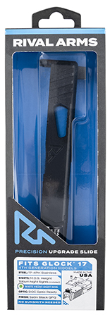 [788130027950] Rival Arms RA-RA11G105E Precision Slide A1 with Docter Cut Satin QPQ Black 17-4 Stainless Steel MOS Height Tritium Night Sights with White Front Installed for Glock 17 Gen4