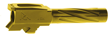 [788130030066] Rival Arms RARA20G301E Precision V1 Match Grade 9mm Luger 3.41" Fluted Gold PVD Stainless Steel, Fits Glock 43/43X
