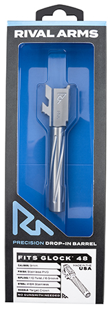 [788130030097] Rival Arms RARA20G801D Precision V1 Match Grade 9mm Luger 4.17" Fluted Stainless Steel, Fits Glock 48