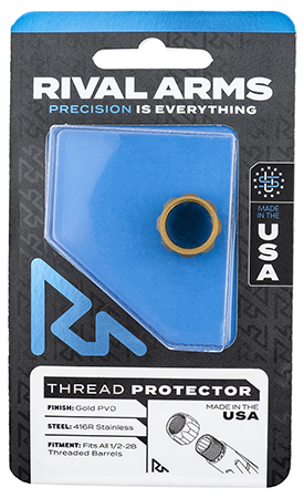[788130030219] Rival Arms RARA300001E Thread Protector  9mm Luger Gold PVD 416R Stainless Steel 1/2"-28 tpi