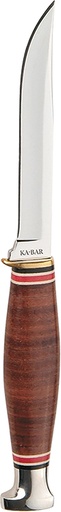 [617717212260] Ka-Bar 1226 Little Finn  3.63" Fixed Clip Point Plain Polished 5Cr15MoV SS Blade, Brown Leather Handle, Includes Sheath