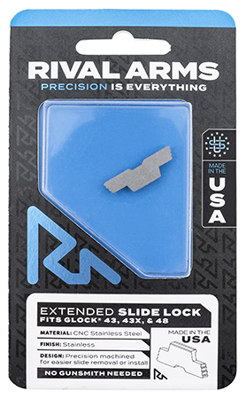[788130030394] Rival Arms RARA80G003D Slide Lock  Extended Polished Stainless for Glock 43/43X/48
