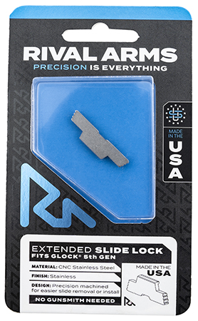 [788130030370] Rival Arms RARA80G002D Slide Lock  Extended Polished Stainless for Glock 34/17/19 Gen5