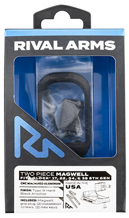 [788130032053] Rival Arms RARA70G121A Two Piece Magwell  Compatible w/Gen5  Glock 17/22/34/35, Black Anodized Aluminum