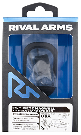 [788130032060] Rival Arms RARA70G221A Two Piece Magwell  Compatible w/Glock 19 Gen5, Black Anodized Aluminum