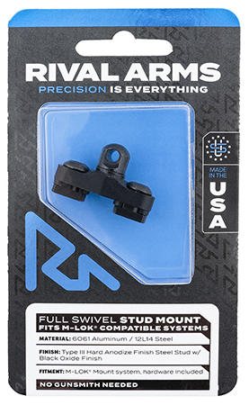[788130032749] Rival Arms RA-RA92M1B Full Swivel Stud Mount  Black 6061-T6 Aluminum with Black Anodized 12L14 Steel Stud for M-LOK Mount System