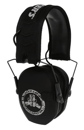 [888151030660] Walker's GWPRSEMFSKCCO Razor Slim Electronic Freedom Muff 23 dB Over the Head Black w/Distressed Carry On Logo Polymer