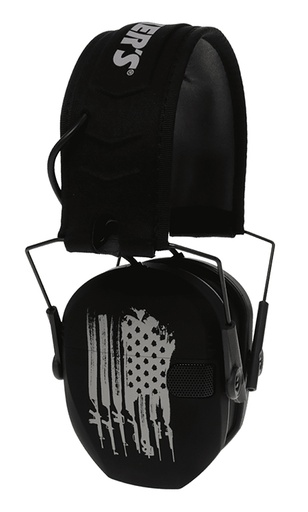 [888151030677] Walker's WPRSEMFSFLG Razor Slim Electronic Freedom Muff 23 dB Over the Head Black w/Distressed U.S Flag Polymer