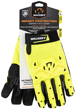 [888151023266] Walker's GWPSFHVFFPUIL2LG Impact Protection  Black/Yellow Synthetic Leather Large Hook  &  Loop Closure