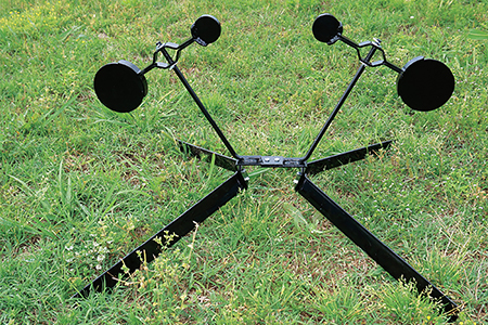 [859949004453] Viking Solutions VKSVST001 Dual Spinner Target Rimfire Pistol/Rifle Black AR500 Steel Gong Plates Standing