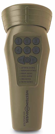 [888151014837] Western Rivers WRC-GC6S Mantis Six Shooter Electronic Call Multiple Sounds Attracts Predators Brown Plastic