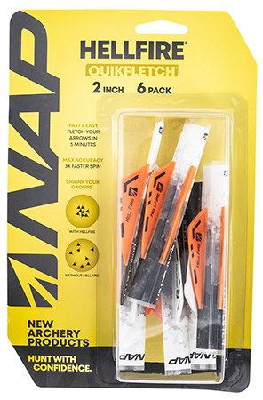 [033576600343] NAP NAP60034 Quickfletch Hellfire Fletching White Orange/ 6 Pack