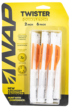 [033576606376] NAP NAP60637 Quickfletch Twister White Orange/ 6 Pack