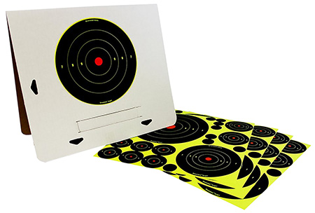 [029057342086] Birchwood Casey 34208 Shoot-N-C Reactive Target Variety Pack Self-Adhesive Paper Black/Yellow Bullseye 4 Pack