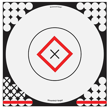 [029057341959] Birchwood Casey 34195 Shoot-N-C Reactive Target Self-Adhesive Paper Black/Red/White 17.25" Bullseye 5 Pack
