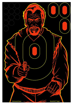 [029057346473] Birchwood Casey 34647 Shoot-N-C Reactive Target Self-Adhesive Paper Black/Red 12"x18" Bad Guy Silhouette 12 Pack