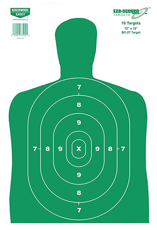[029057370102] Birchwood Casey 37010 EZE-Scorer BC-27 Silhouette Paper Target 12" x 18" 100 Per Pkg