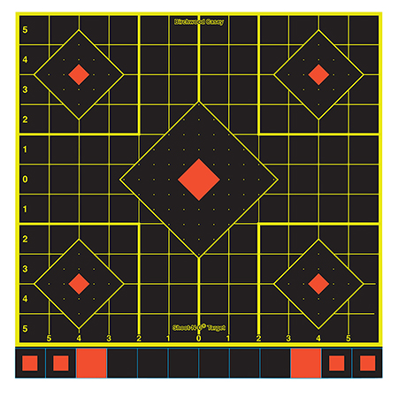 [029057342116] Birchwood Casey 34211 Shoot-N-C Sight-In Self-Adhesive Paper Black/Yellow/Red 12" 5-Diamond 100 Pack