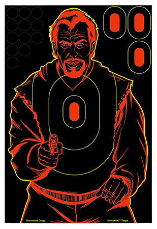 [029057346435] Birchwood Casey 34643 Shoot-N-C Reactive Target Self-Adhesive Paper Black/Red 12"x18" Bad Guy Silhouette 100 Pack