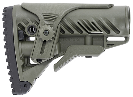 [7290105945822] FAB Defense FXGLR16CPG GLR-16  Tactical Buttstock for AR-15/ M4 w/Adjustable Cheek-Rest  &  Anti-Rattle Mechanism OD Green Polymer