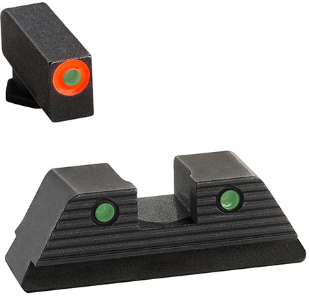 [644406911302] AmeriGlo GL816 Trooper Sight Set for Glock  Green Tritium Orange Outline Front Sight-Green Tritium Black Outline Rear Sight