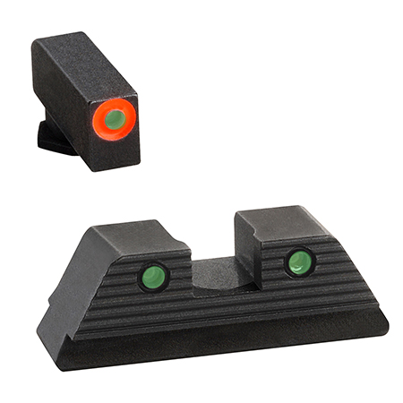 [644406911326] AmeriGlo GL818 Trooper Sight Set for Glock  Green Tritium Orange Outline Front Sight-Green Tritium Black Outline Rear Sight