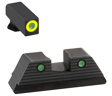 [644406911357] AmeriGlo GL820 Trooper Sight Set for Glock  Green Tritium Lumigreen Outline Front Sight-Green Tritium Black Outline Rear Sight