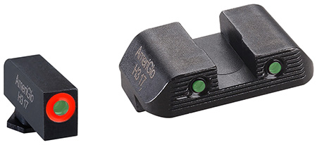 [644406911333] AmeriGlo GL823 Trooper Sight Set for Glock  Green Tritium Orange Outline Front Sight-Green Tritium Black Outline Rear Sight