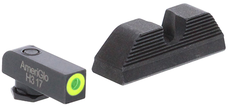 [644406904717] AmeriGlo GL354 Protector Sight Set for Glock  Green Tritium LumiGreen Outline Front Sight-Black Serrated Rear Sight