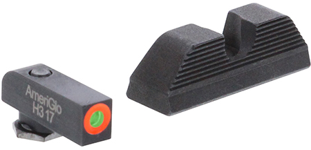 [644406911296] AmeriGlo GL5353 Protector Sight Set for Glock  Green Tritium Orange Outline Front Sight-Black Serrated Rear Sight