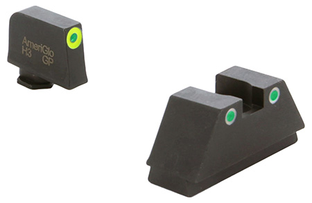 [644406904601] AmeriGlo GL333 Optic Compatible Sight Set for Glock  XL Tall Green Tritium LumiGreen Outline Front Sight-Green Tritium White Outline Rear Sight