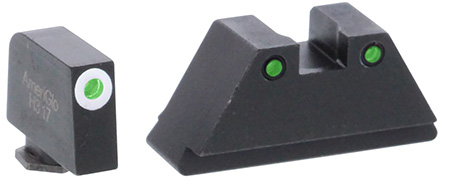 [644406904588] AmeriGlo GL152 Optic Compatible Sight Set for Glock  XL Tall Green Tritium White Outline Front Sight-Green Tritium Black Outline Rear Sight