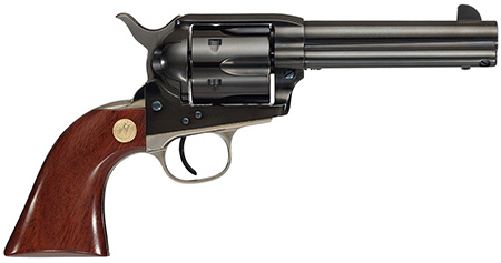[844234239481] Cimarron MP410B1401 Pistoleer  45 Colt (LC) 6 Shot 4.75" Blued Steel Barrel, Cylinder  &  Frame, Wide Front Sight, Nickel-Plated Back Strap  &  Trigger Guard, Walnut Grip